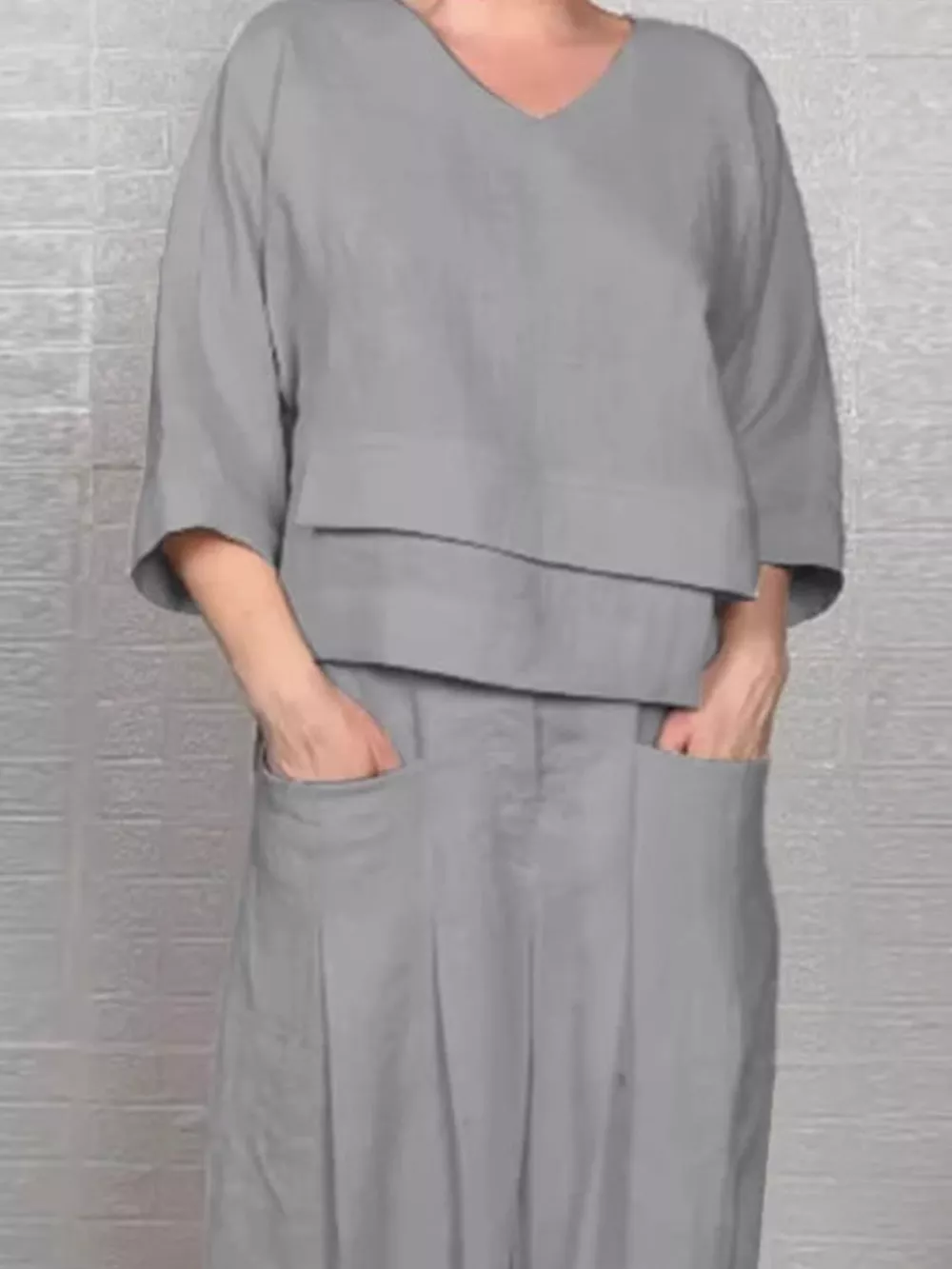 Full Size V-Neck Long Sleeve Top and Pants Set Plus Size, image 10