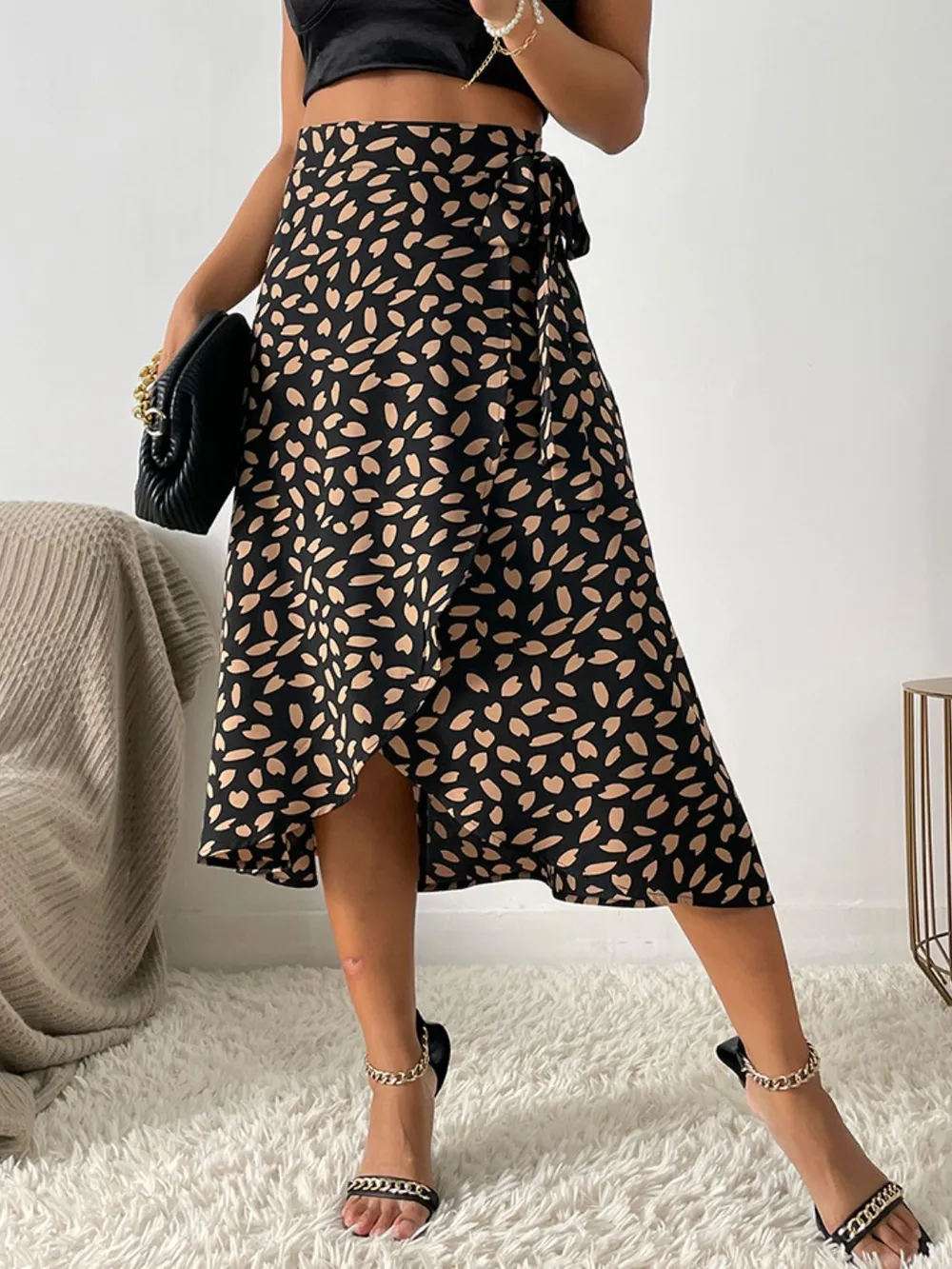 Tied Slit Printed Skirt, image 8