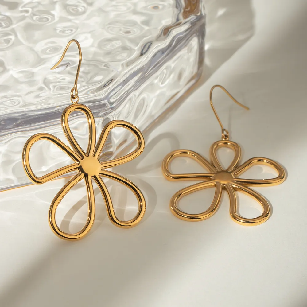 18K Gold-Plated Flower Earrings, image 3