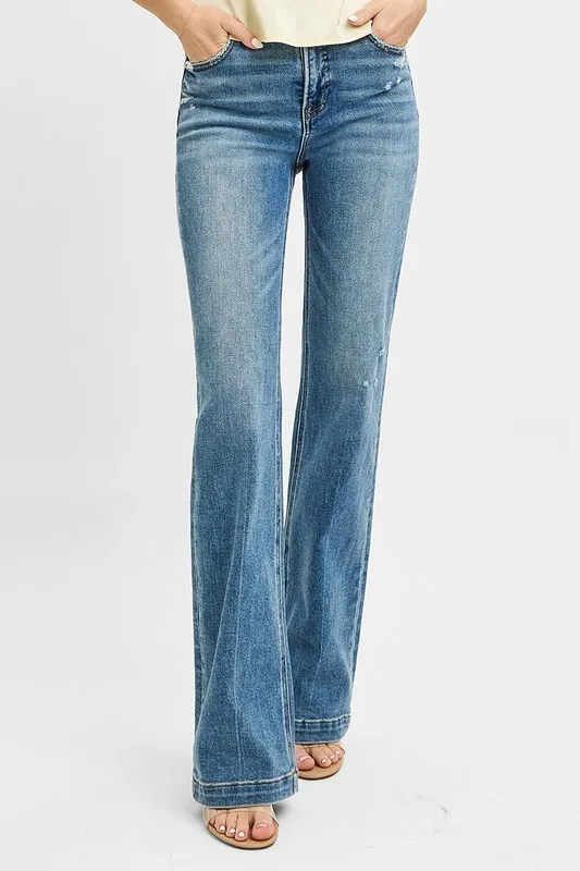 Full Size Distressed Detail Bootcut Jeans Plus Size