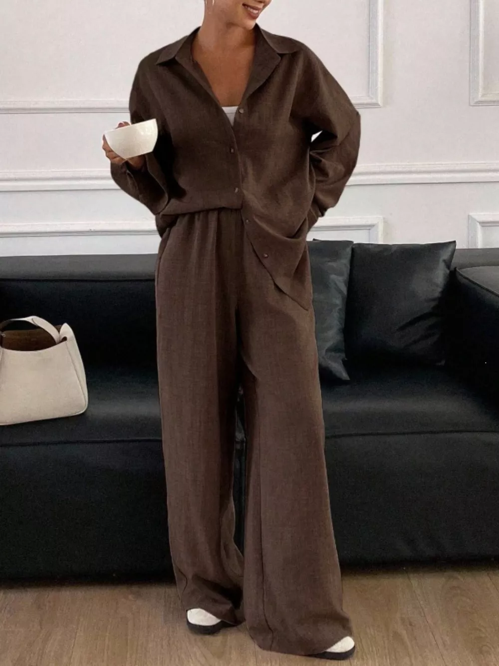 Button-Down Shirt and Wide-Leg Pants Set, image 16