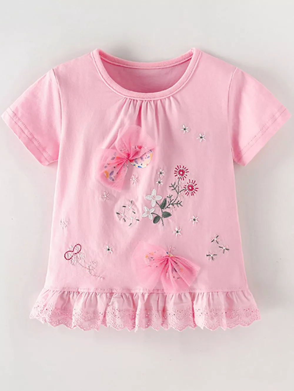Children's Tulle Bow & Floral Embroidered T-Shirt, image 2