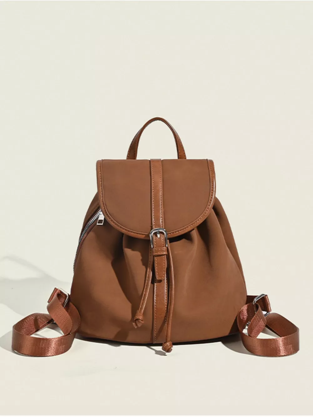 Drawstring Closure Flap Backpack Bag