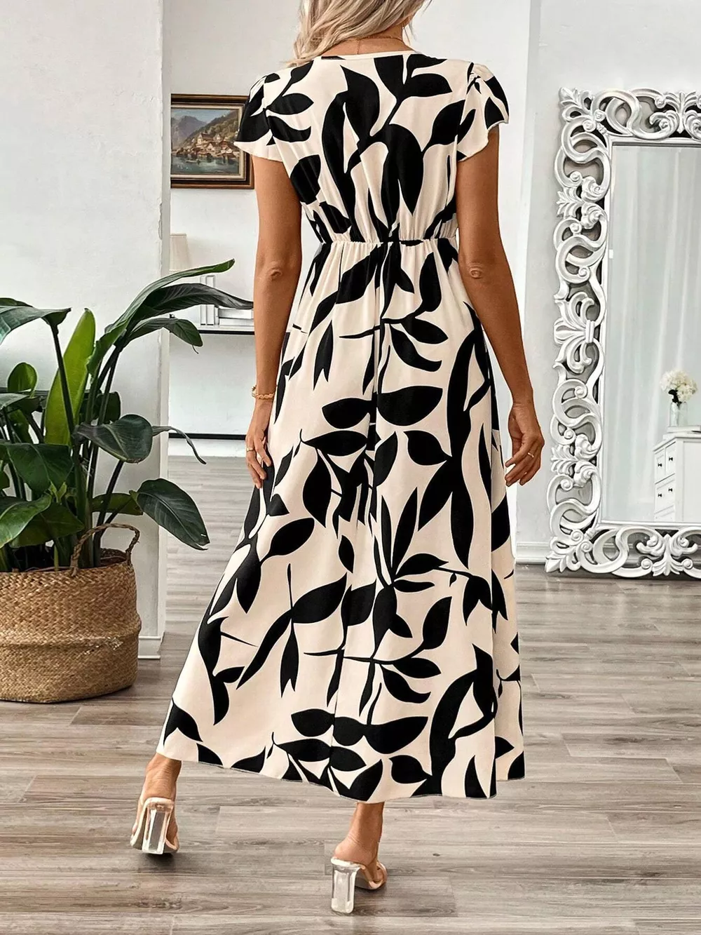 Surplice Cap Sleeve Midi Dress, image 14