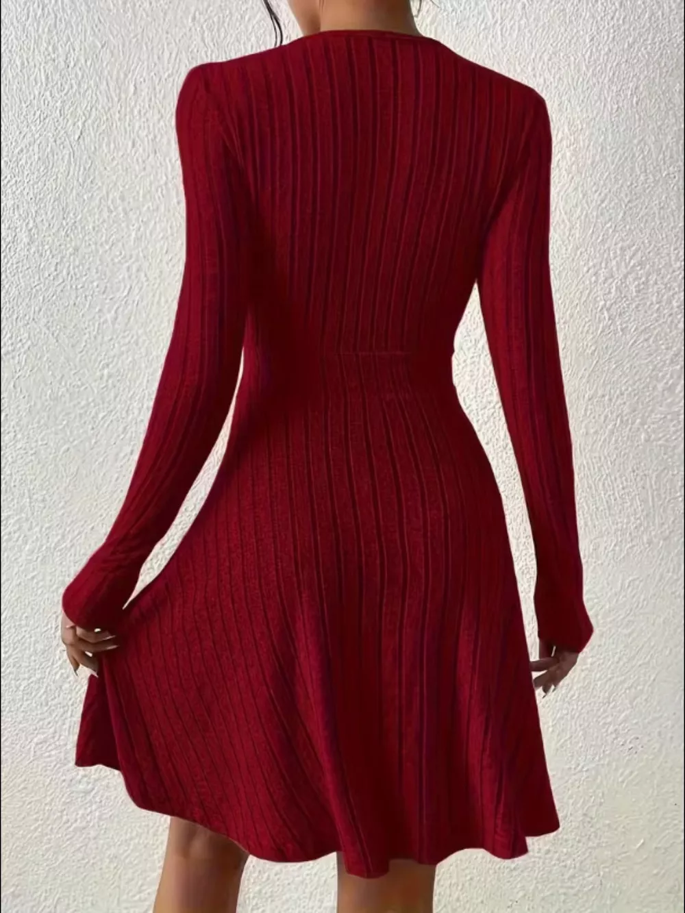 Ribbed Knit Wrap Mini Dress, image 15