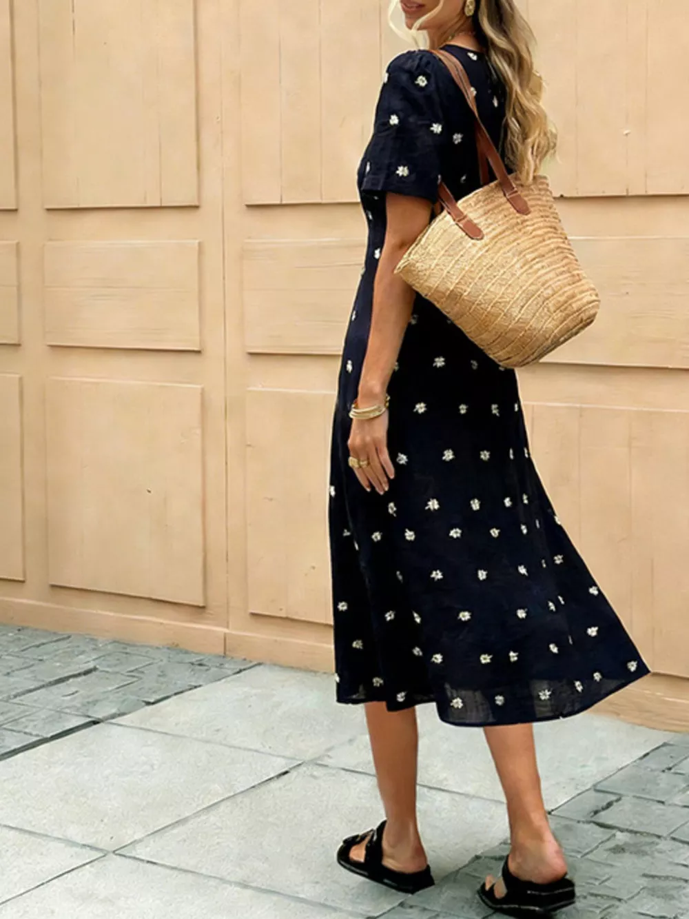Daisy Print Tie-Front Midi Dress, image 4