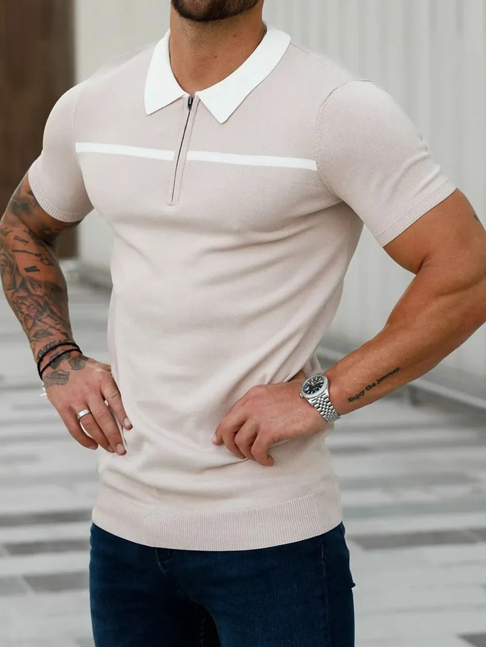 Men's Plus Size Collared Neck Short Sleeve Polo