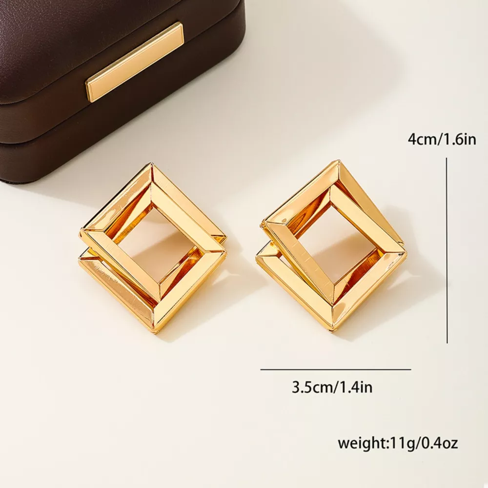 18K Gold-Plated Geometric Stud Earrings, image 5