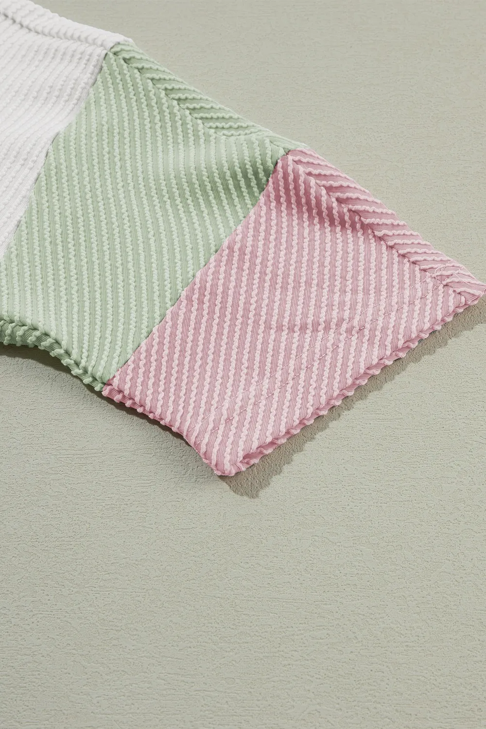 Color Block Ribbed Knit Three-Quarter Sleeve Top, image 5