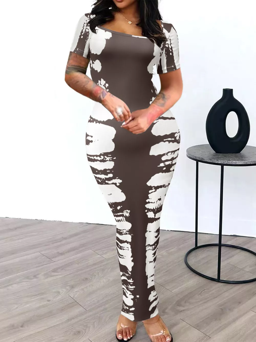 Plus Size Square Neck Short Sleeve Dress, image 4