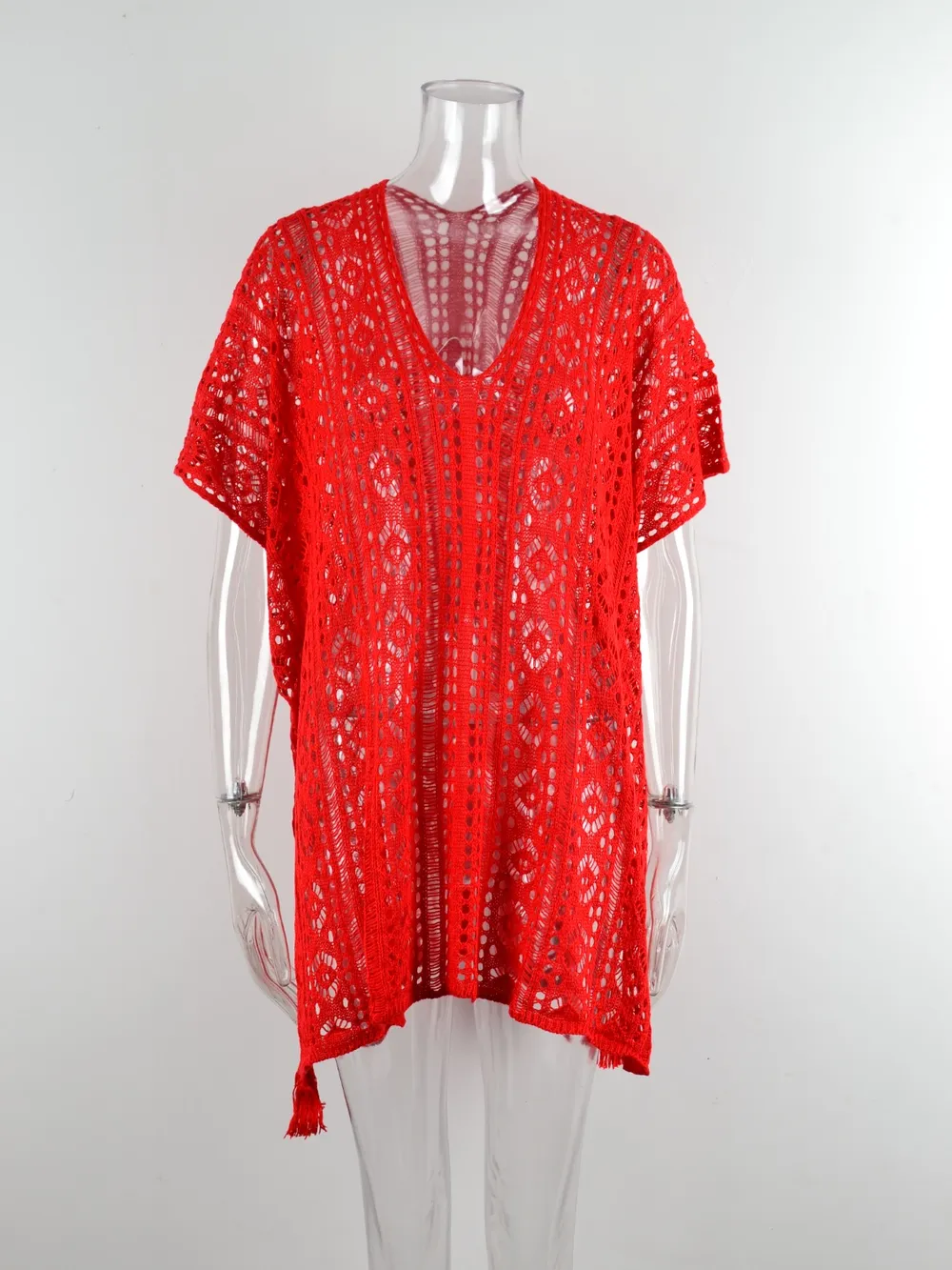 Cutout V-Neck Cover-Up with Tassel, image 14
