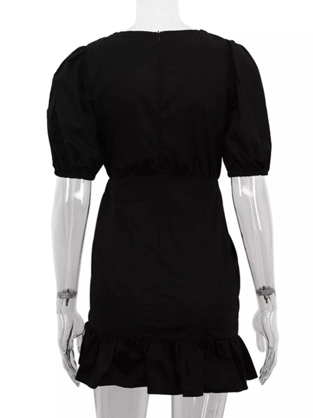 Ruffled Hem Ruched Puff Sleeve Mini Dress, image 10