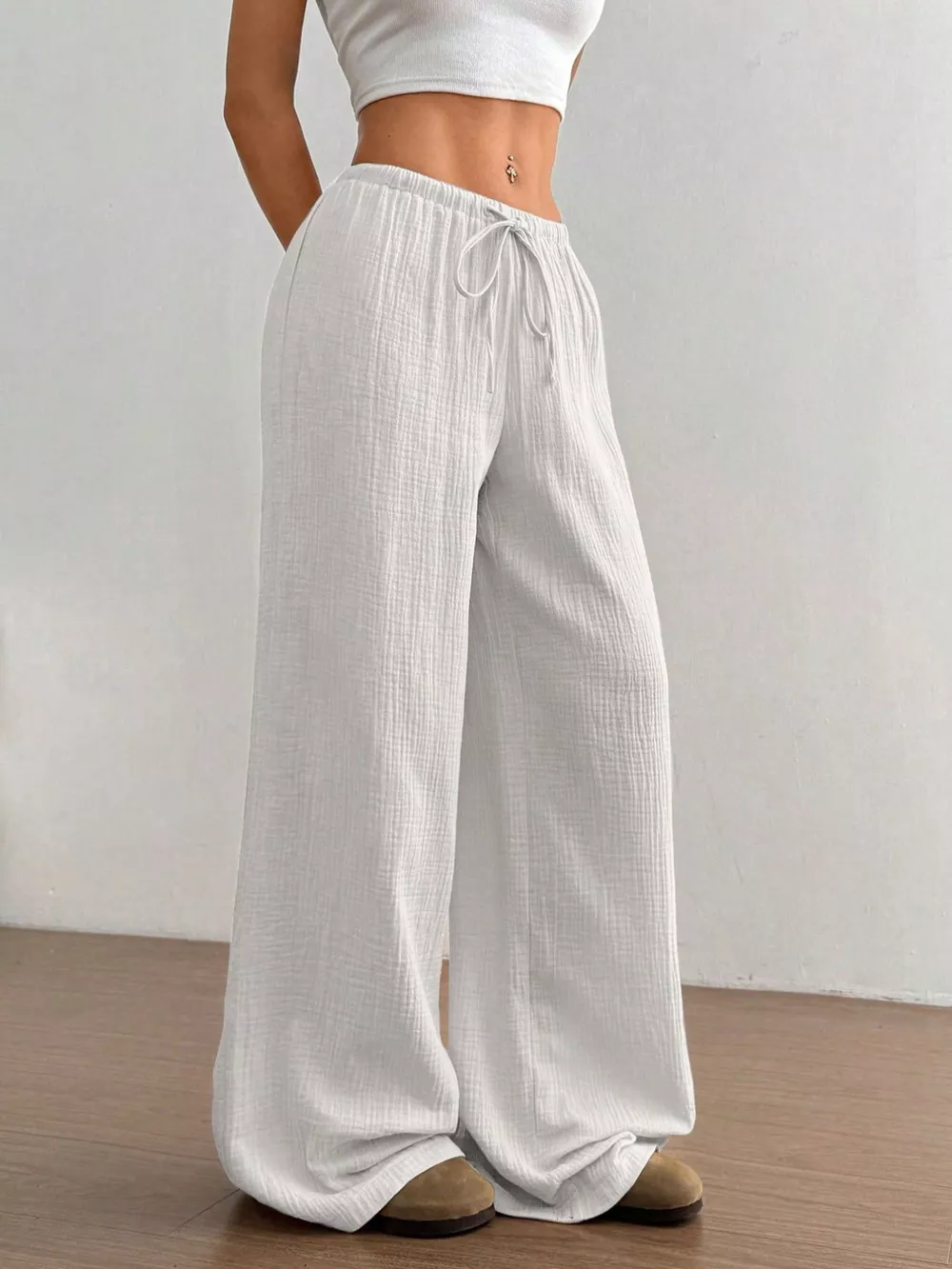 Wide-Leg Drawstring Pants, image 5