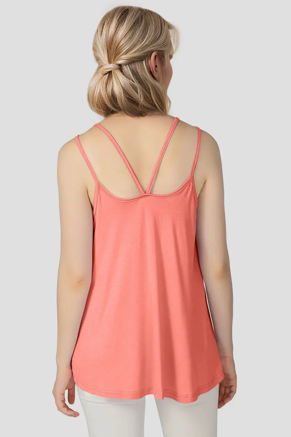 Bamboo Scoop Neck Double Spaghetti Straps Cami, image 8
