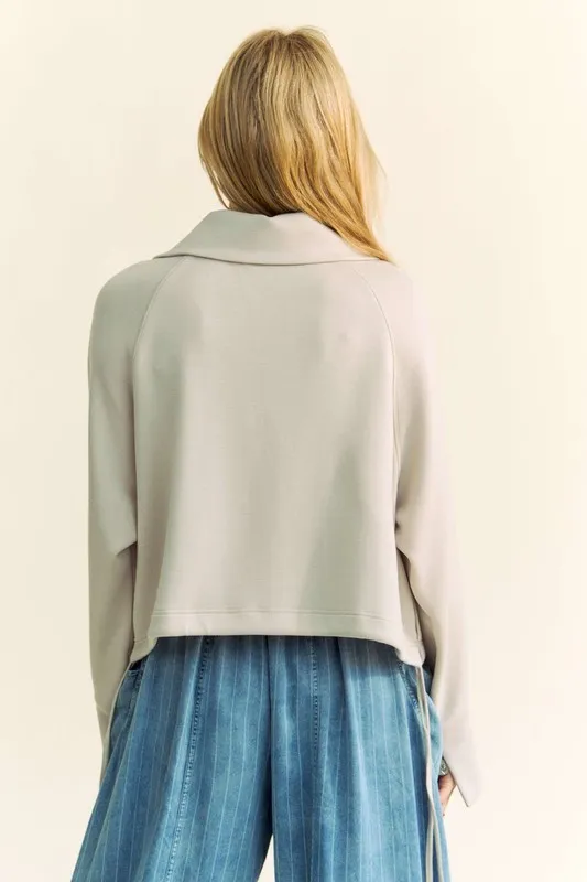 Drawstring Hem Half Zip Raglan Sleeve Sweatshirt, image 4