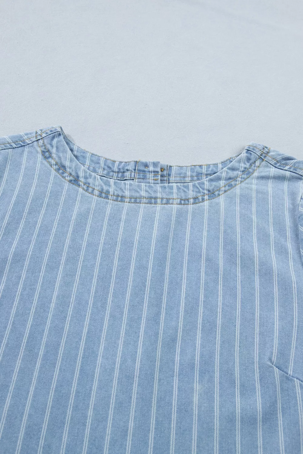 Stripe Buttoned Back T-Shirt Denim Mini Dress, image 8