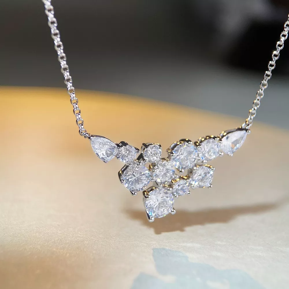 925 Sterling Silver Zircon Pendant Necklace, image 3