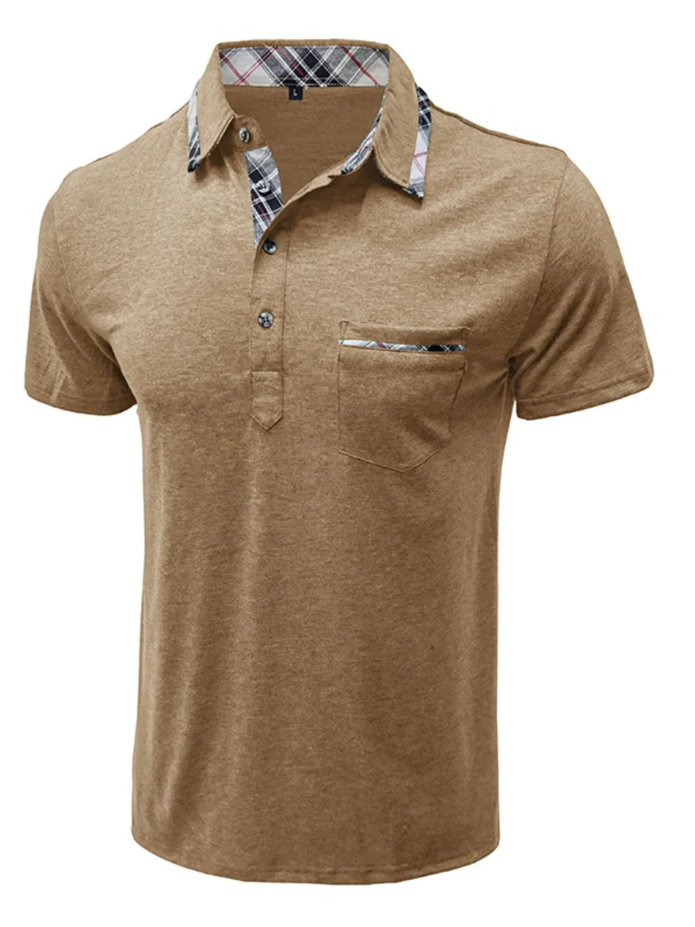 Men's Full Size Classic Plaid Collar Cotton Polo Shirt Plus Size, image 3