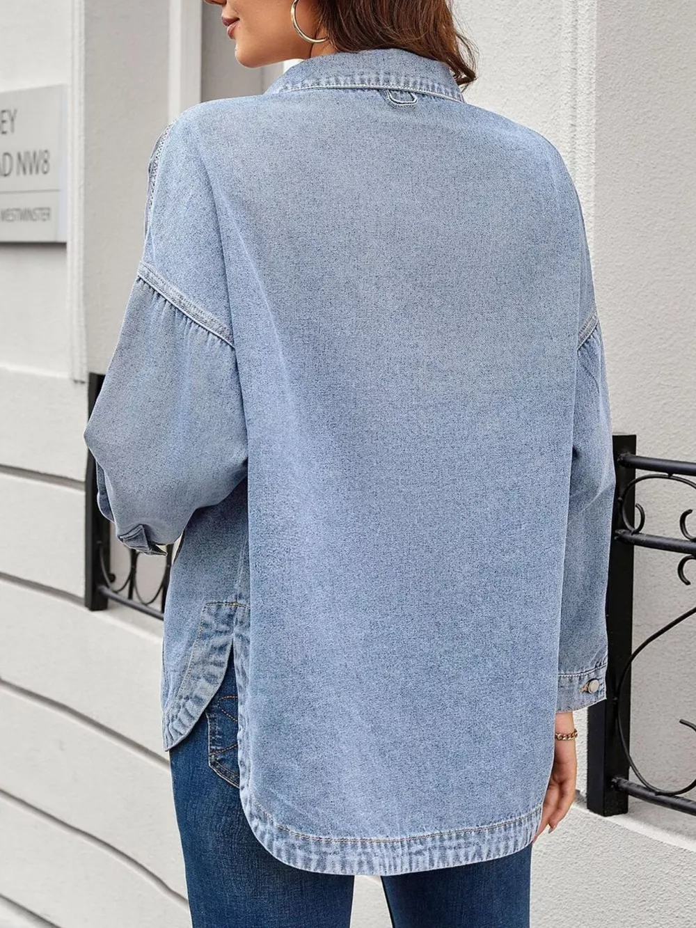 Casual Button Up Loose Fit Denim Jacket, image 3