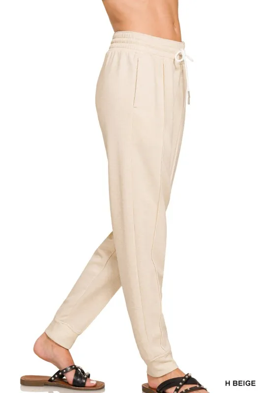 Drawstring Scuba Sweatpants with Pockets, image 2