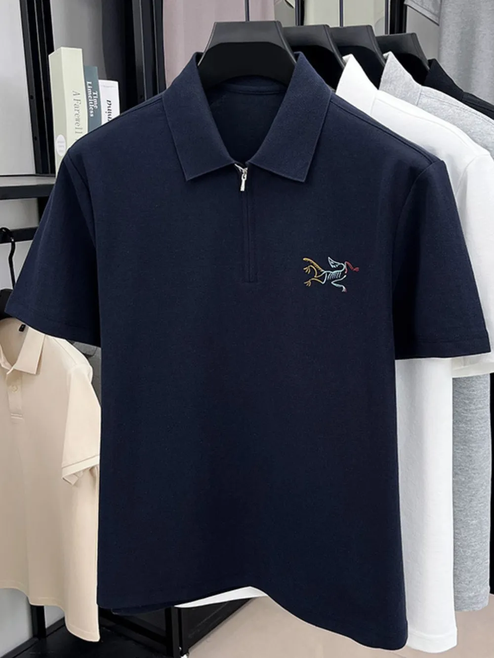 Men's Quarter Zip Short Sleeve Polo, image 2
