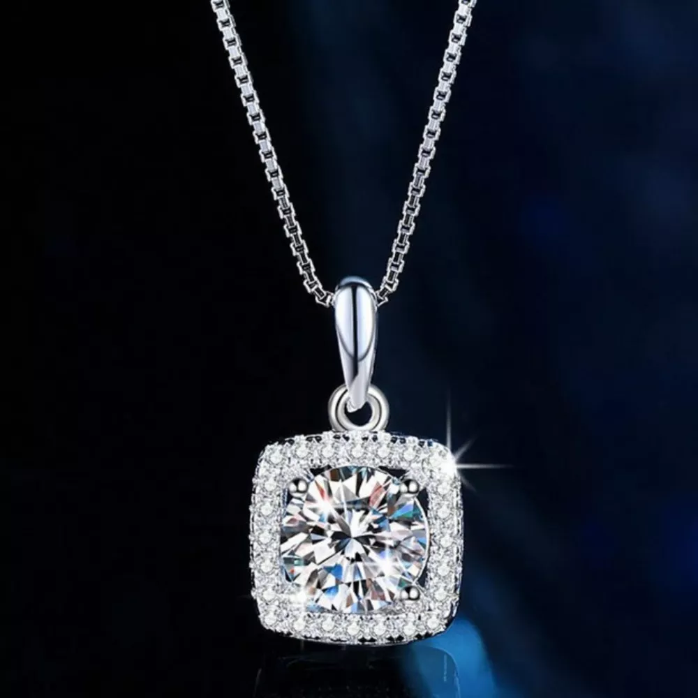 Moissanite 925 Sterling Silver Pendant Necklace, image 2