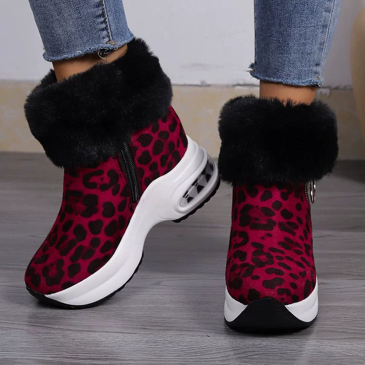 Fuzzy Side Zipper Platform Ankle Boots, image 11
