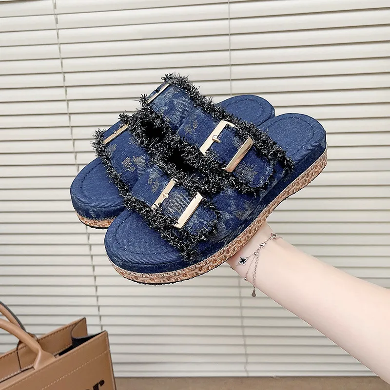 Open Toe Double Buckle Platform Sandals, image 2
