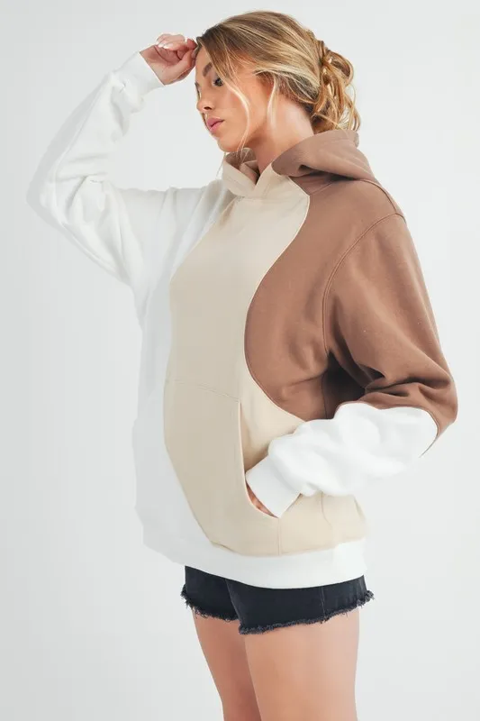 Color Block Hoodie with Kangaroo Pocket, image 6