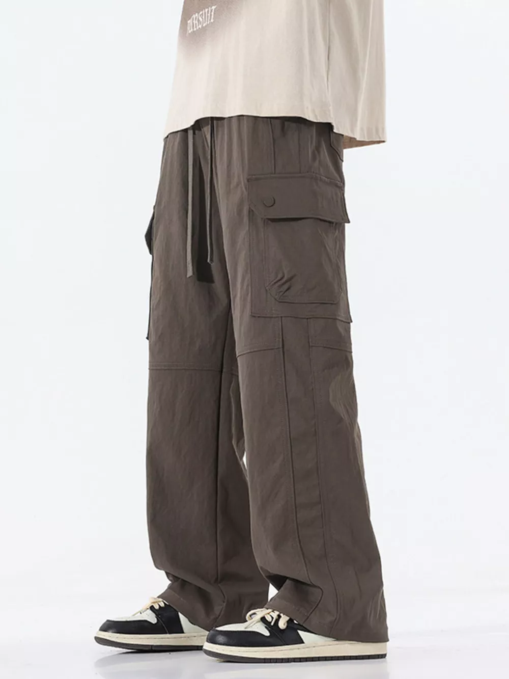 Men's Full Size Drawstring Cargo Wide Leg Pants Plus Size, image 11