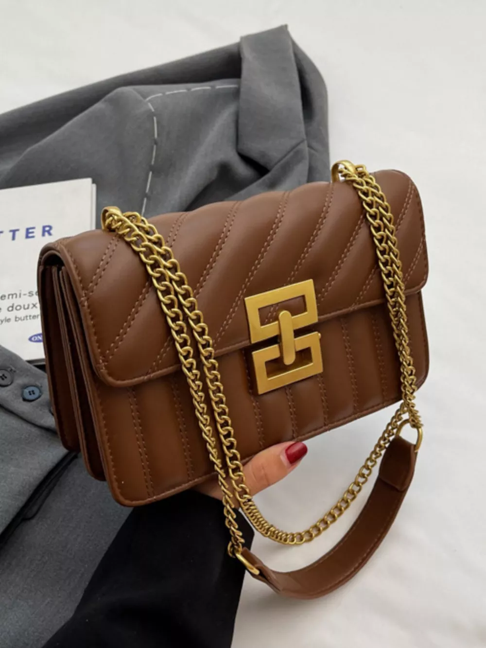 Quilted Flap Chain Shoulder Bag, image 6