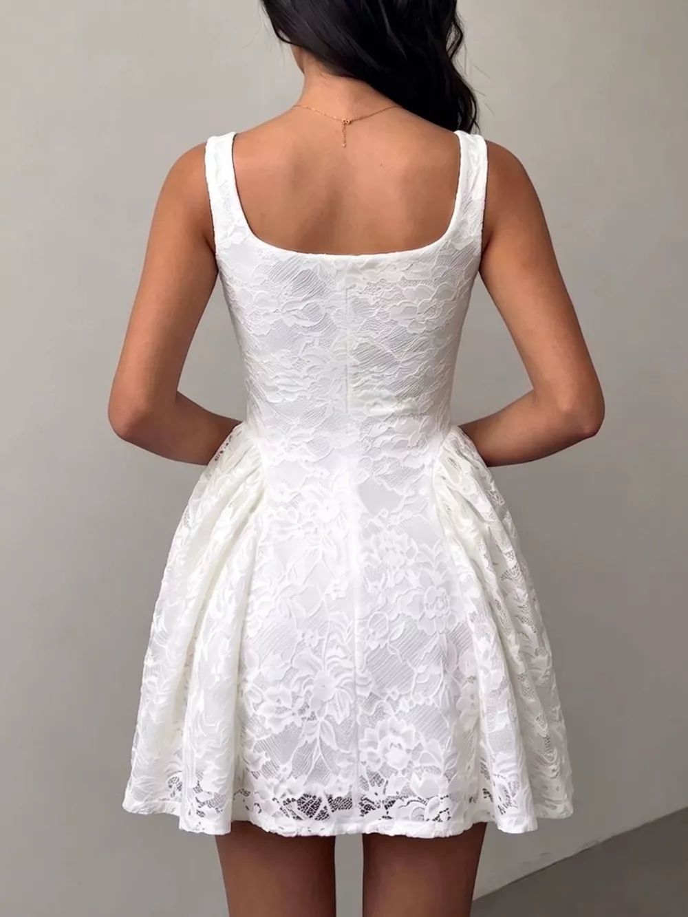 Floral Lace Square Neck Mini Dress, image 4