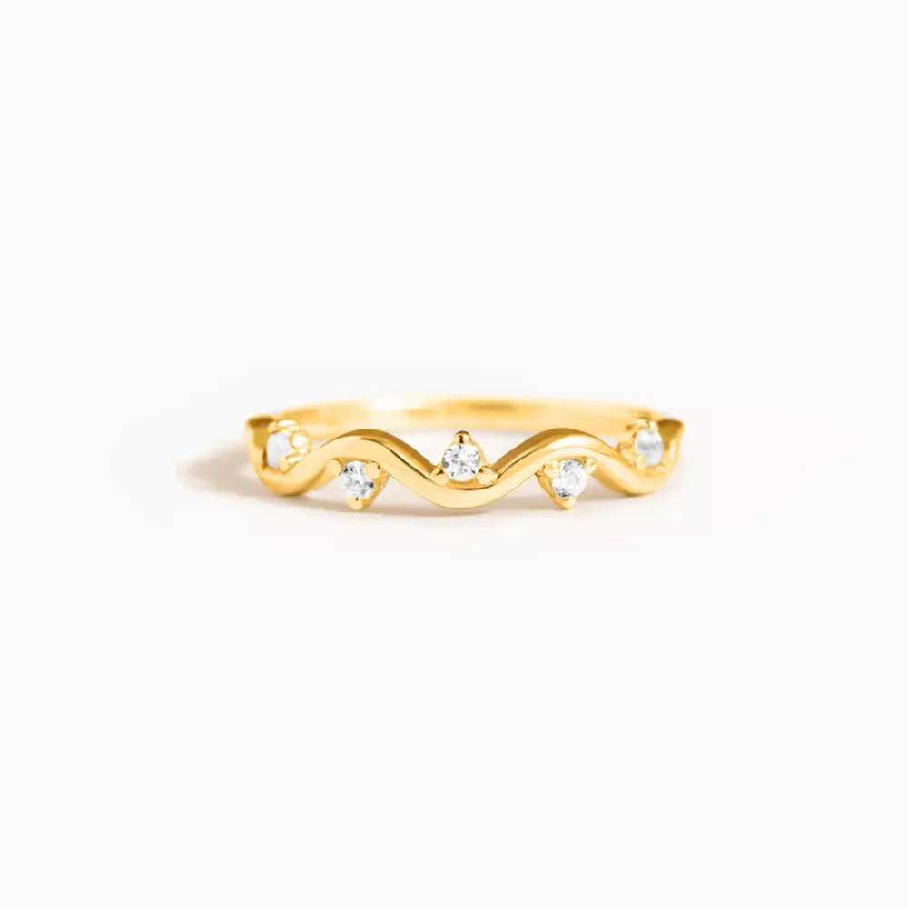 925 Sterling Silver Zircon Wave Ring