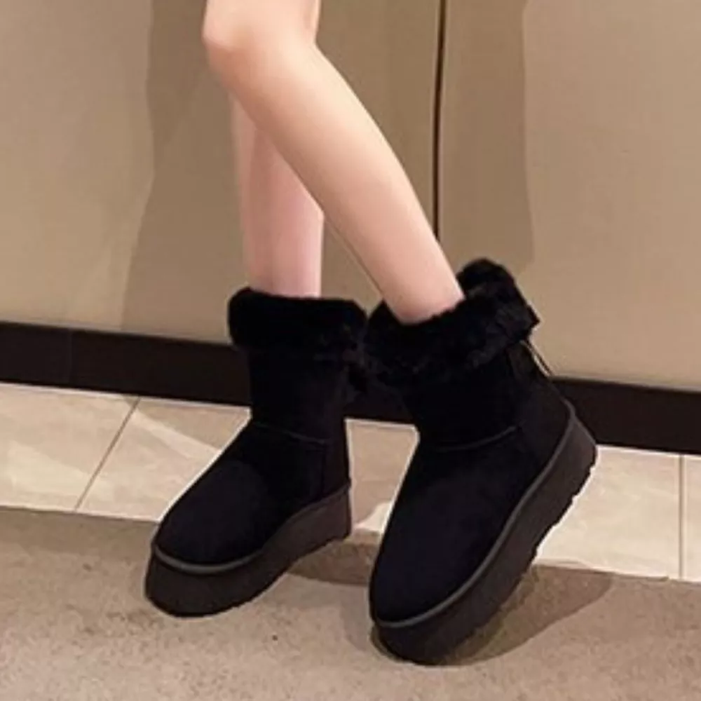 Round Toe Fuzzy Boots, image 4