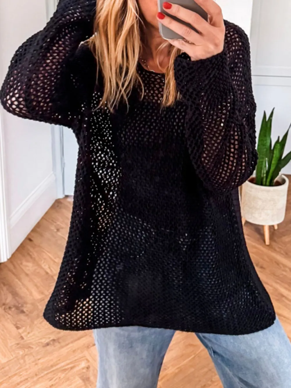 Lightweight Openwork Knit Cover Up, image 5