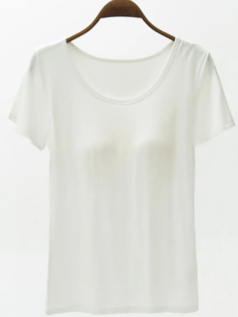 Round Neck Modal T-Shirt with Bra, image 5
