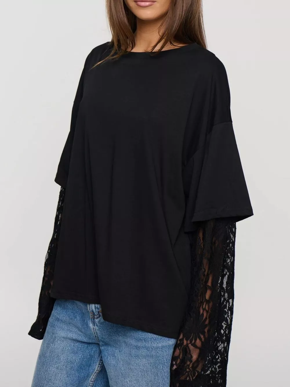 Layered Lace-Sleeve T-Shirt, image 9