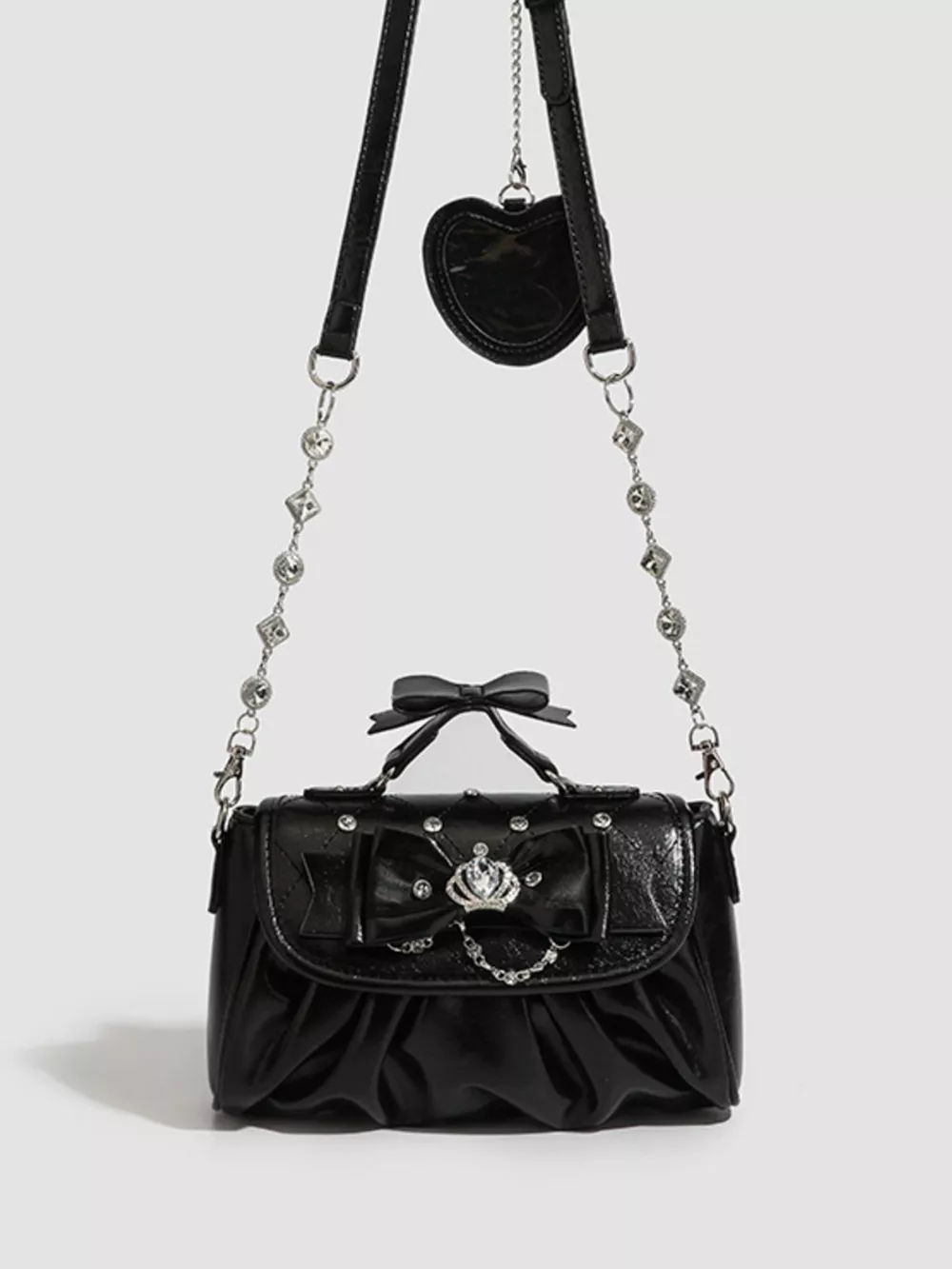 Ruched Bow Crossbody Bag