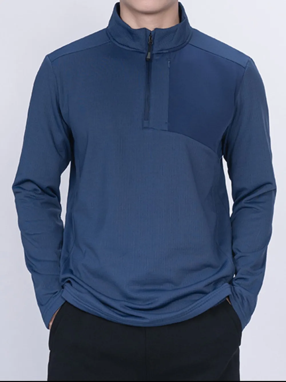 Men's Plus Size Quarter Zip Long Sleeve Top, image 4