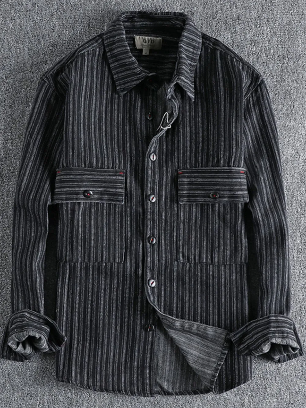 Men's Striped Button Down Denim Shirt