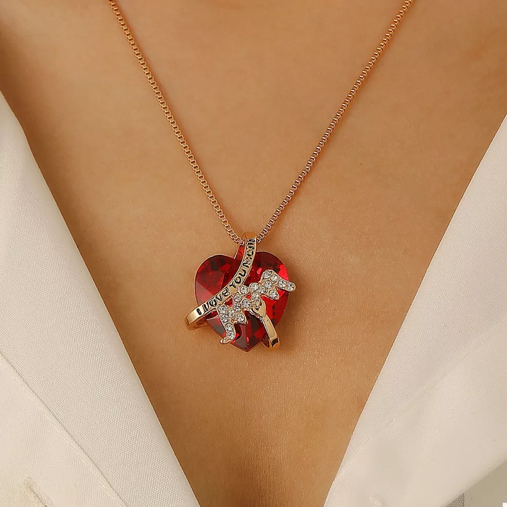 Heart-Shaped MOM Pendant Necklace, image 5
