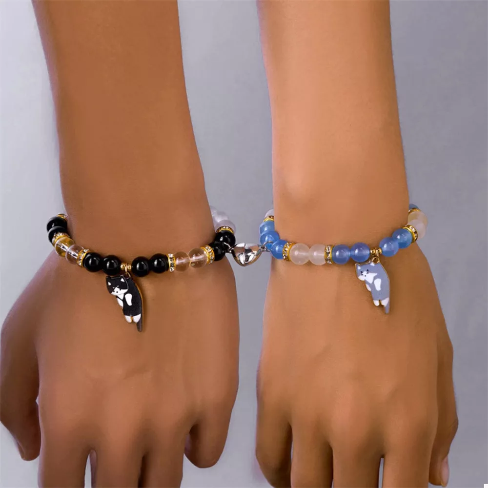 2 Piece Beaded Cat Charm Bracelet, image 6