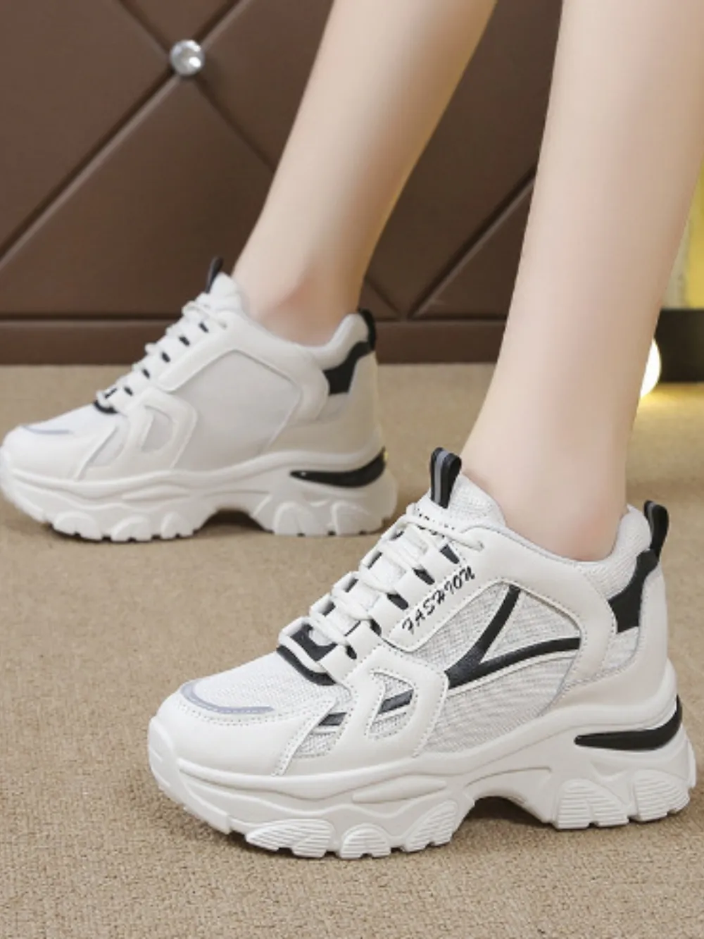 Mesh Lace Up Platform Sneakers, image 2