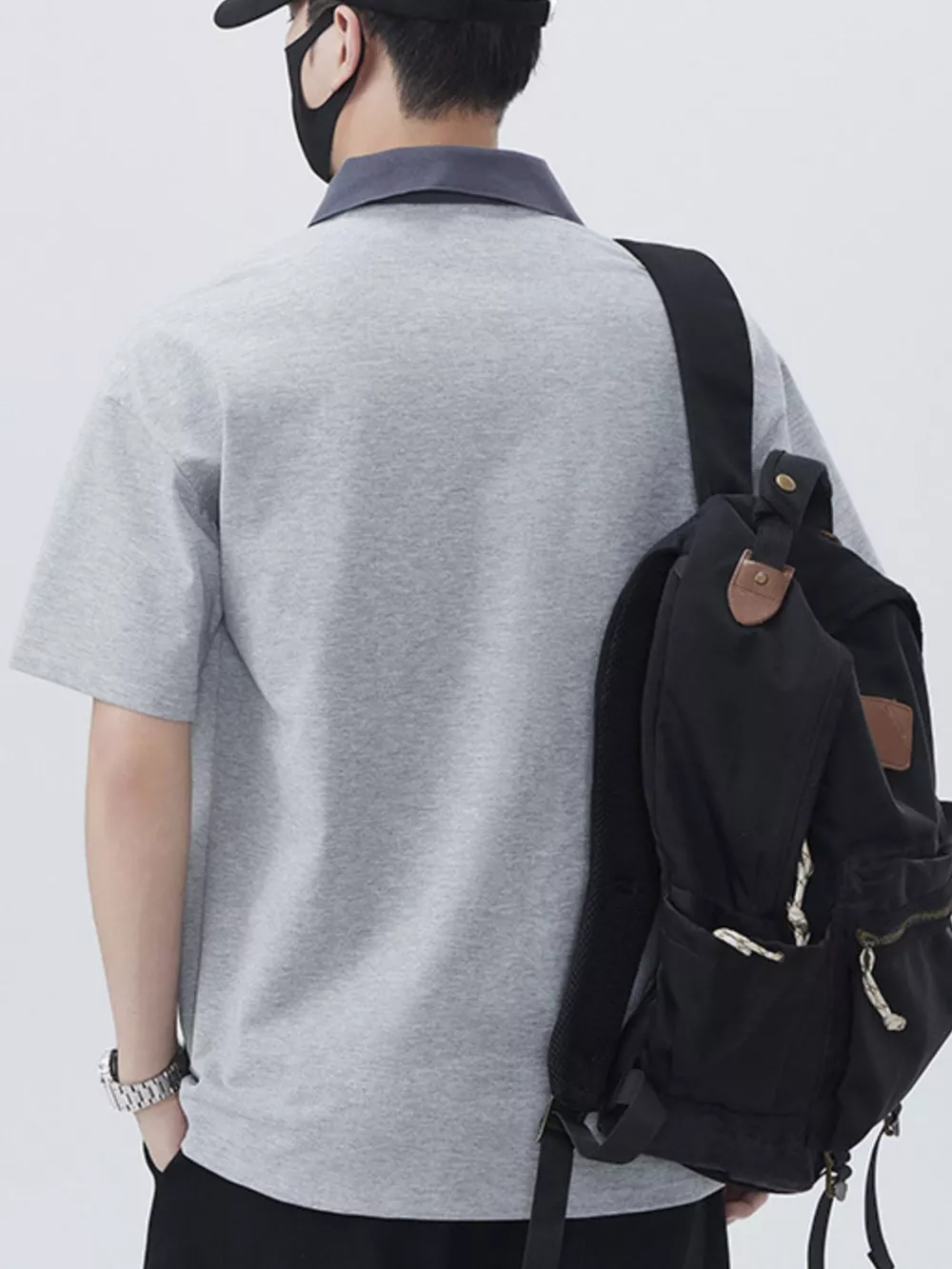 Men's Plus Size Contrast Collar Short Sleeve Polo, image 15