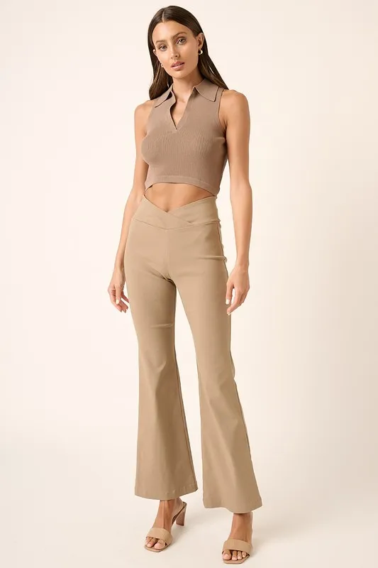 Surplice V Waist Flare Pants