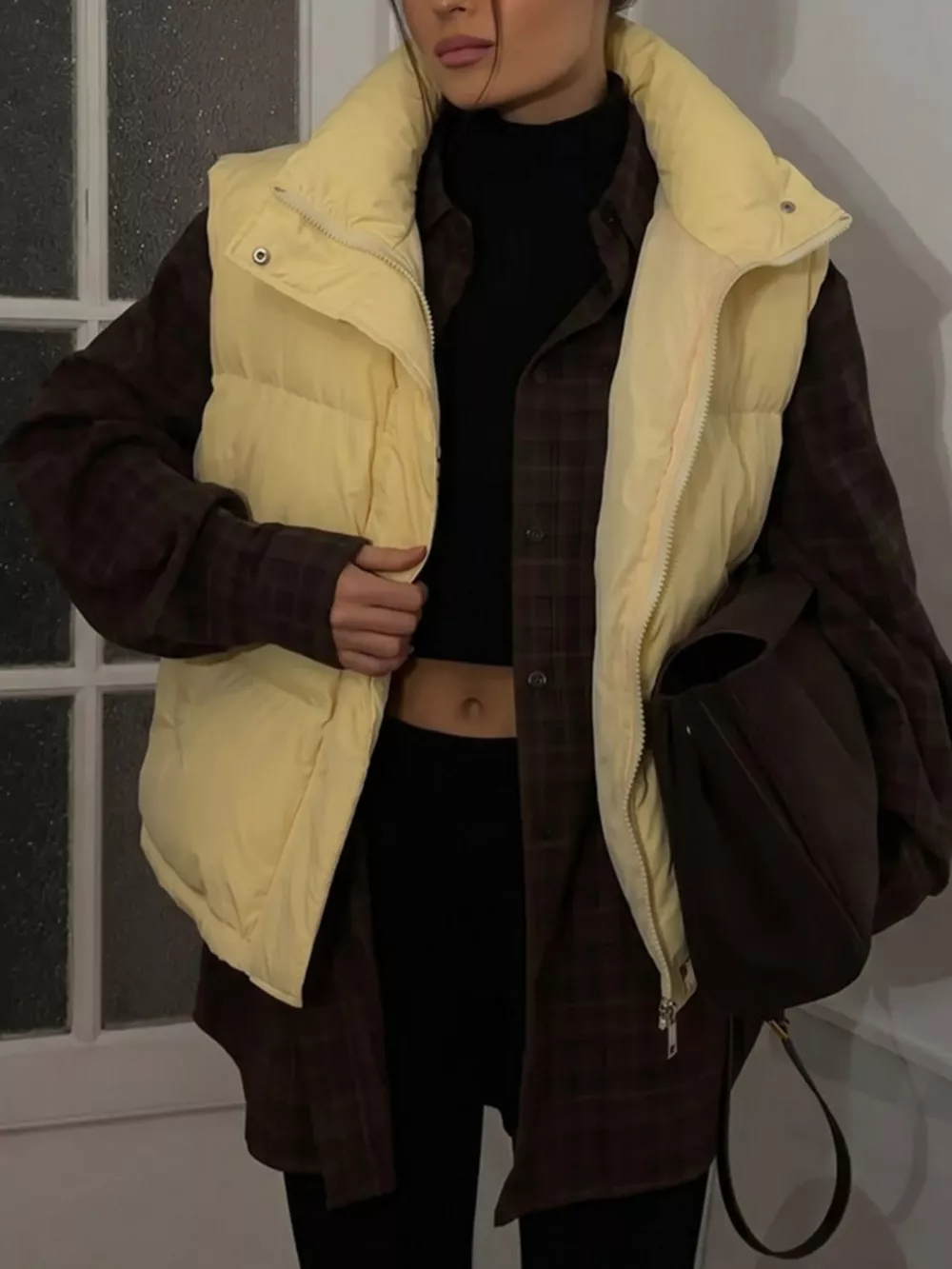Snap-Button Placket Quilted Puffer Vest Coat, image 25