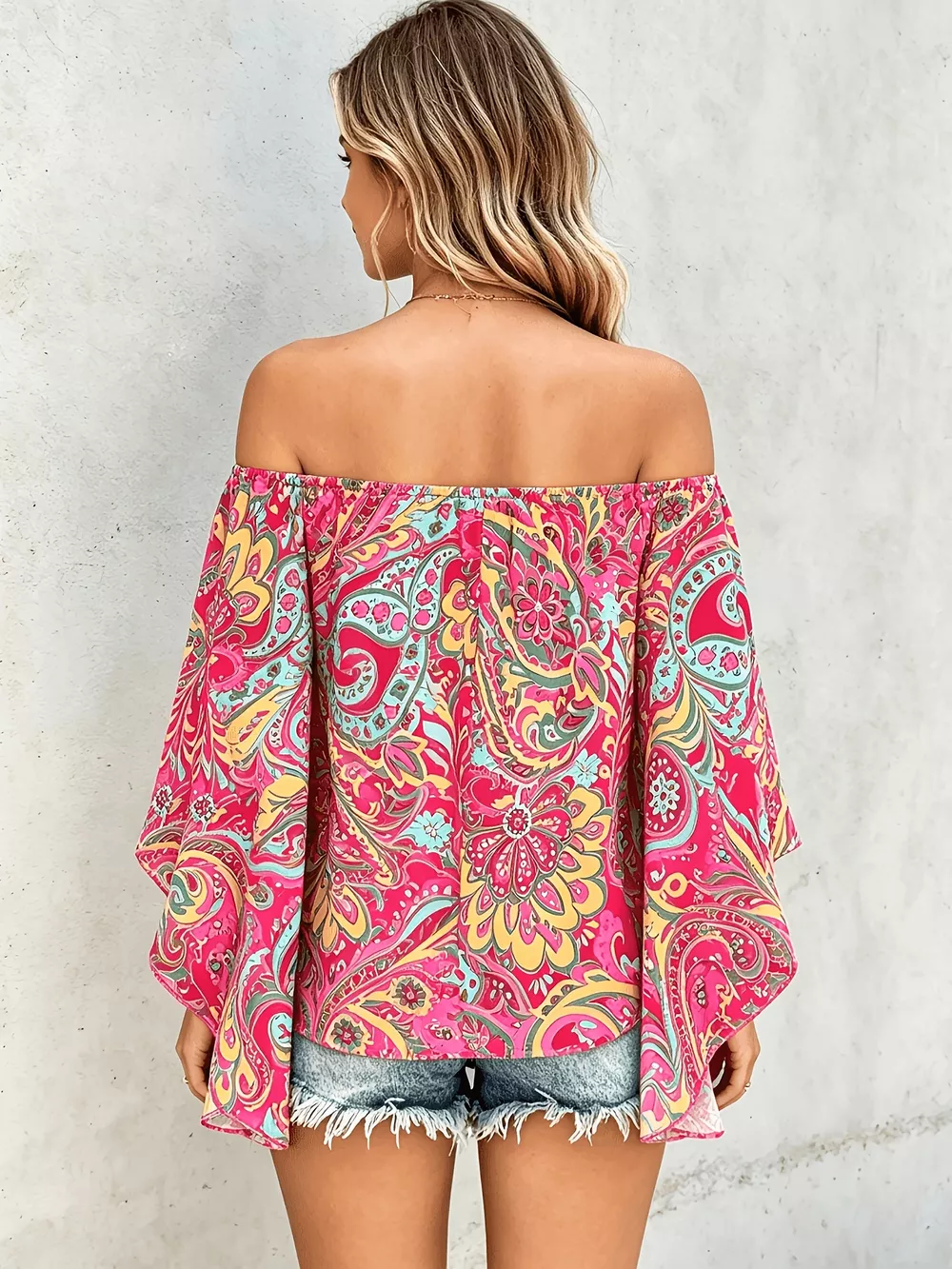 Printed Off Shoulder Blouse, image 6
