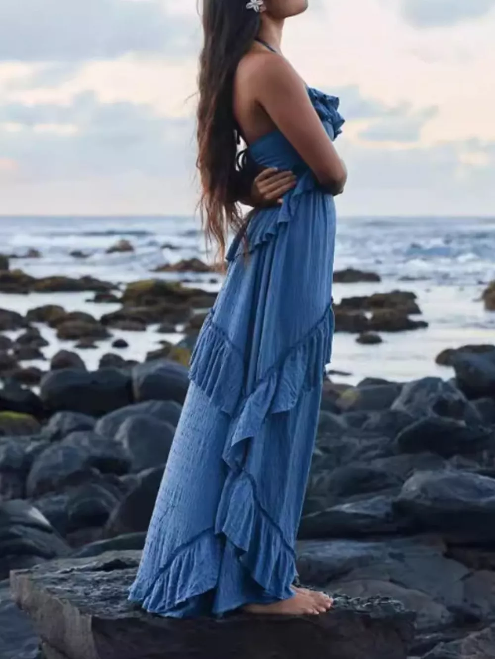 Ruffled Halter Neck Maxi Dress, image 13
