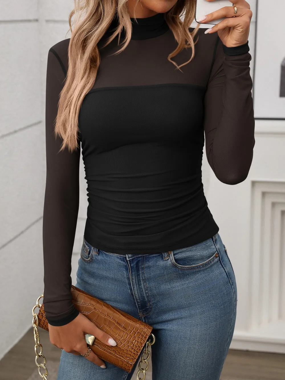Mock Neck Long Sleeve Top, image 15