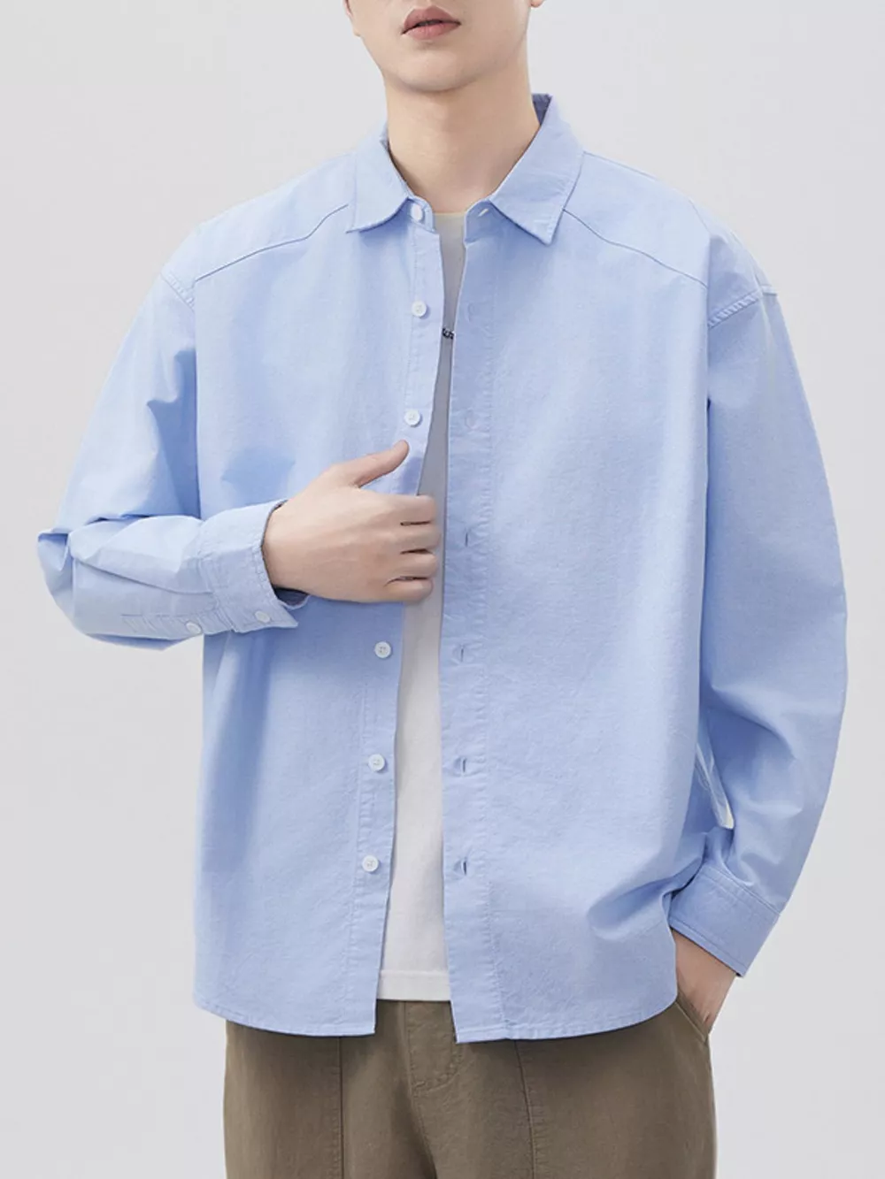 Men's Plus Size Button Up Long Sleeve Shirt, image 4